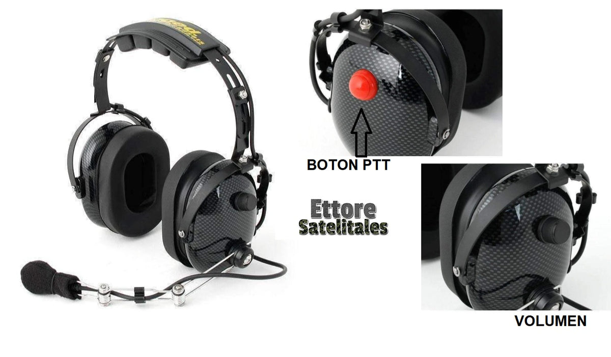 Kit de Diadema Auricular H22 OTH y Cable para radios satelitales Fibra de carbono