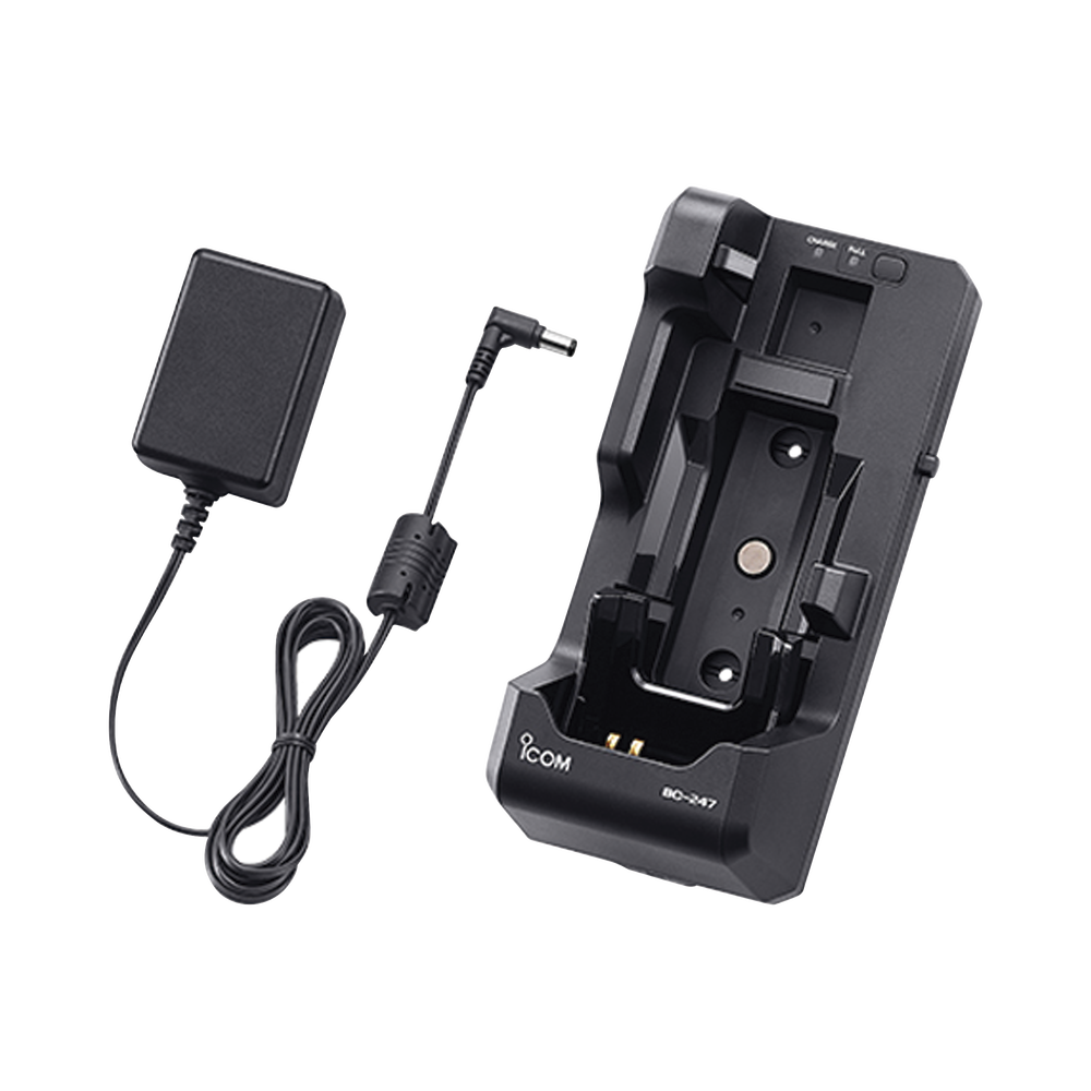 Base Cargador vehicular para IC-SAT100 y bateria BP-300 modelo BC-247