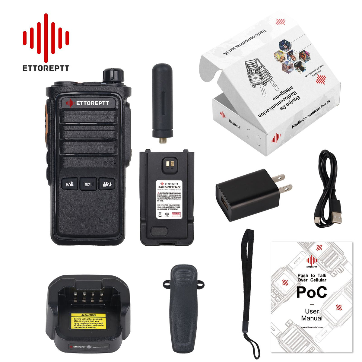 Radio POC ETTOREPTT G718A 4G Profesional con 1 Año de Servicio Incluido