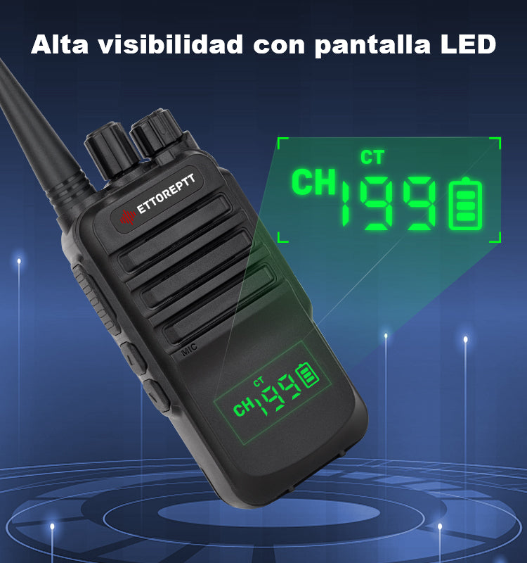 Radio Portatil ETTOREPTT ET-U38 UHF Analógico Profesional Walkie Talkie