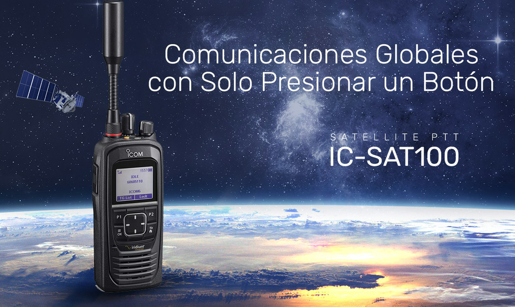 Radio Satelital IC-SAT100 Portátil PTT con Cobertura Global Iridium