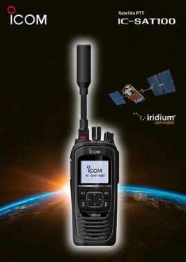 Radio Satelital IC-SAT100 Portátil PTT con Cobertura Global Iridium
